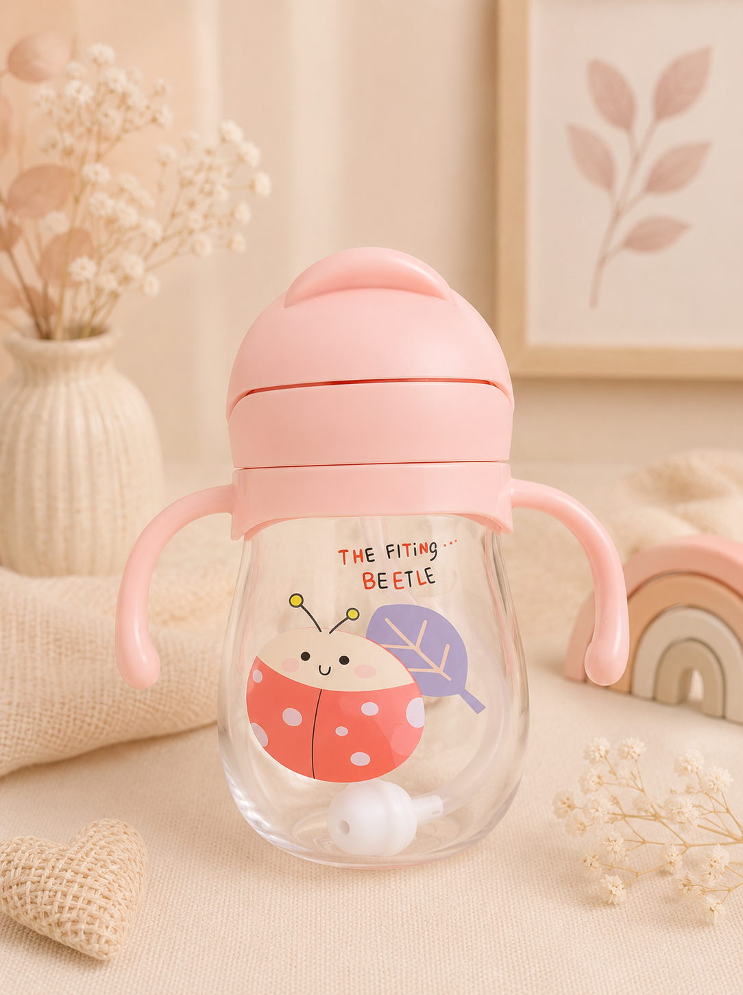 Vaso Anti derrame con Pajita y Asas para Bebés Caracolillos