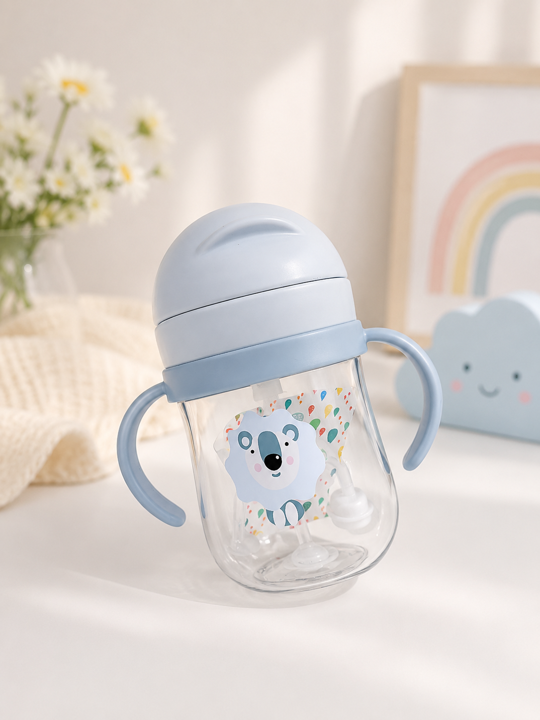 Vaso Anti derrame con Pajita y Asas para Bebés Caracolillos