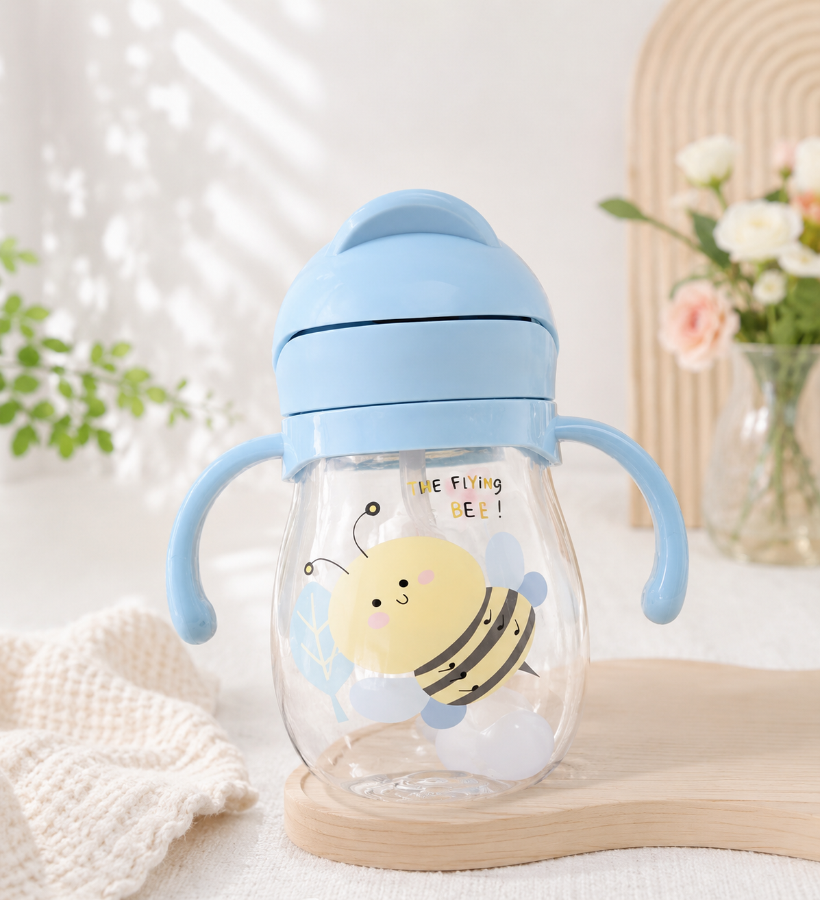 Vaso Anti derrame con Pajita y Asas para Bebés Caracolillos